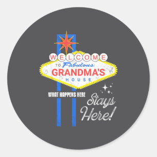 Sticker Rond Chemise de la maison de grand-mère Vegas drôle gra
