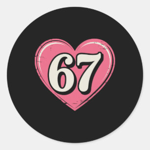 Sticker Rond Chemise de la Saint-Valentin 67 6 7 Mème Drôle 67