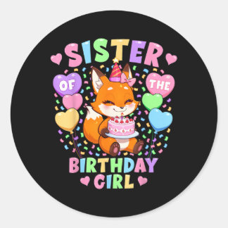 Sticker Rond Chemise de la sœur de la fille qui fête son annive