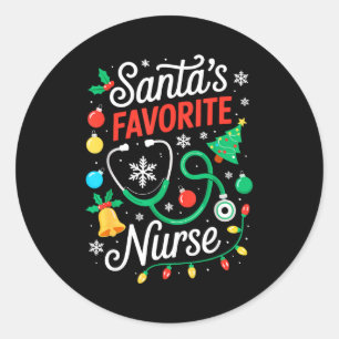Sticker Rond Chemise de l'infirmière préférée du Père Noël Homm