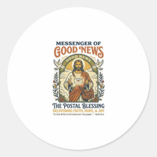 Sticker Rond Chemise de livraison de facteur Jésus Foi basée su