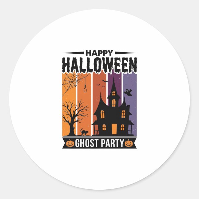 Sticker Rond Chemise de maison hantée de fête de fantôme de Hal (Devant)