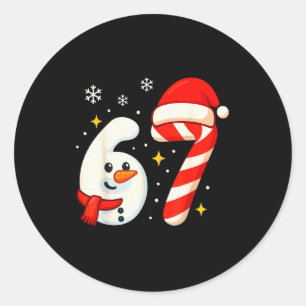 Sticker Rond Chemise de Noël 6 7 Meme 67 Six Sept Bonhomme de N