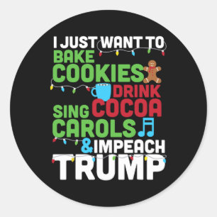 Sticker Rond Chemise de Noël anti-Trump pour démocrate libéral