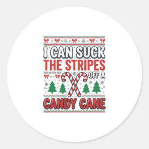 Sticker Rond Chemise de Noël drôle de canne à bonbon