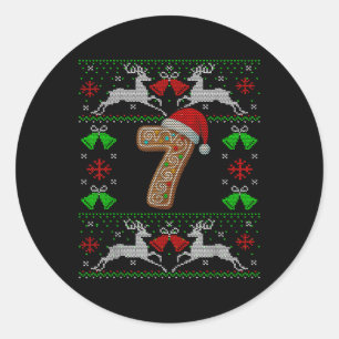 Sticker Rond Chemise de Noël drôle et laide numéro 7 67 Meme