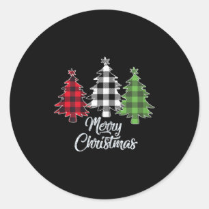 Sticker Rond Chemise de Noël Femmes Buffalo Rouge Plaid Chris