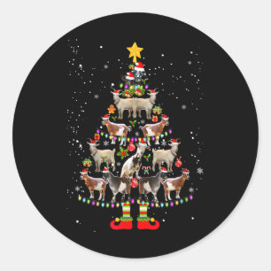 Sticker Rond Chemise de Noël pour chèvre Xmas Chevres Lumières