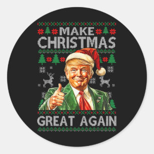 Sticker Rond Chemise de nuit Make Christmas Great Again Noël Tr
