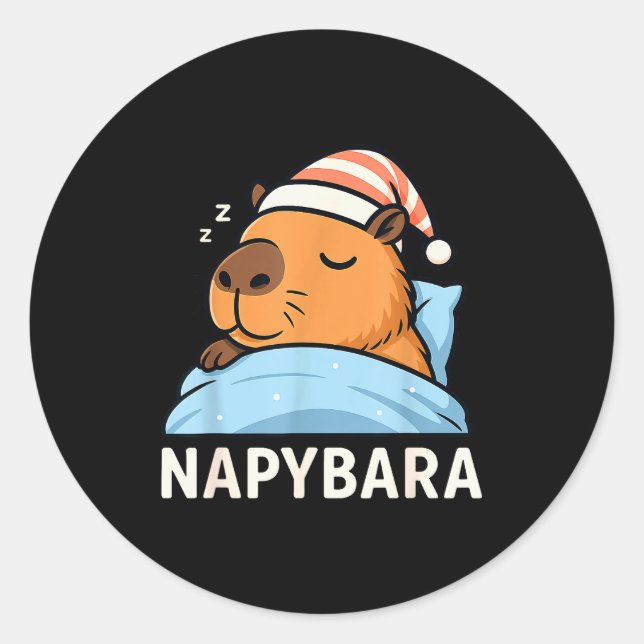 Sticker Rond Chemise de nuit Sleeng Capybara Napybara Pyjama Ga (Devant)