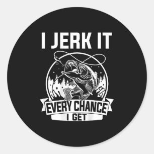 Sticker Rond Chemise de pêche, je la secoue à chaque occasion