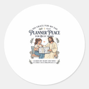 Sticker Rond Chemise de planificateur de maman à domicile Jésus