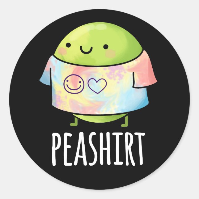 Sticker Rond Chemise de pois drôle Veggie Pea TShirt Pun foncé  (Devant)