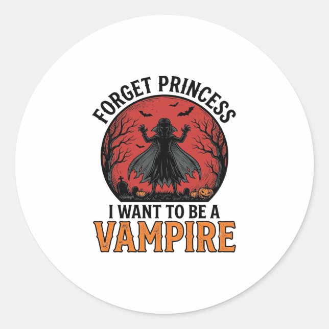 Sticker Rond Chemise de princesse vampire rétro épouvantable Ha (Devant)