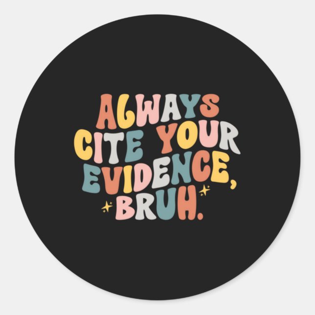 Sticker Rond Chemise de professeur d'anglais Preuve textuelle (Devant)