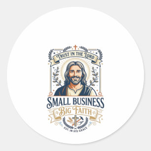 Sticker Rond Chemise de propriétaire de petite entreprise Jesus