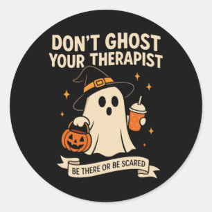 Sticker Rond Chemise de psychologue scolaire Halloween Ne hante