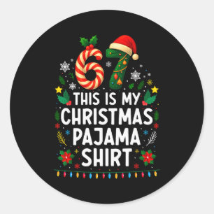 Sticker Rond Chemise de pyjama de Noël 67 6 7 Mème drôle pour a