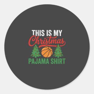 Sticker Rond Chemise de pyjama de Noël de basket-ball
