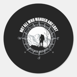 Sticker Rond Chemise de randonnée pour ceux qui errent sans êtr