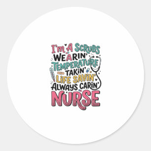 Sticker Rond Chemise de sauvetage de température de scrubs d'in