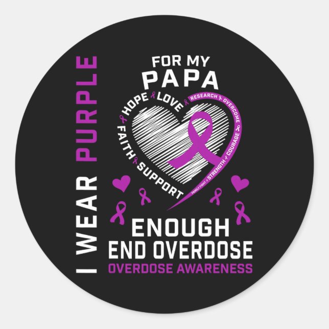 Sticker Rond Chemise de sensibilisation à la fin des overdoses  (Devant)