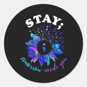 Sticker Rond Chemise de sensibilisation à la prévention du suic