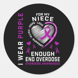 Sticker Rond Chemise de sensibilisation à la surdose Fin Assez