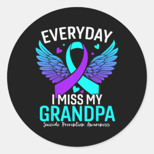 Sticker Rond Chemise de sensibilisation au suicide Grand-père P