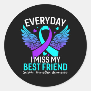 Sticker Rond Chemise de sensibilisation au suicide Meilleur ami