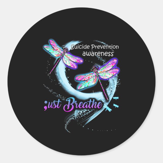 Sticker Rond Chemise de sensibilisation au suicide Respirez sim (Devant)