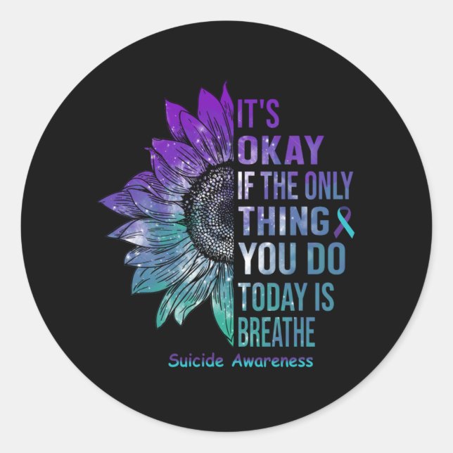 Sticker Rond Chemise de sensibilisation au suicide Tournesol ca (Devant)