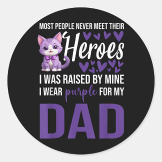 Sticker Rond Chemise de sensibilisation Chat Violet Ribbon Papa