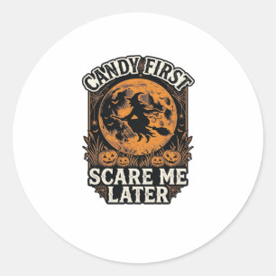 Sticker Rond Chemise de sorcière d'Halloween Bonbons Épouvantab