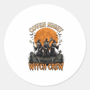 Sticker Rond Chemise de sorcière Halloween gravée vintage Coven