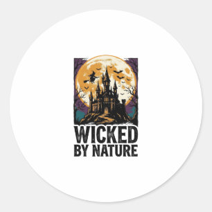 Sticker Rond Chemise de sorcière vintage Château hanté effrayan