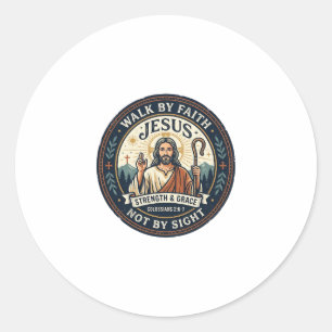 Sticker Rond Chemise de tendance de café Jésus Matcha Graphique