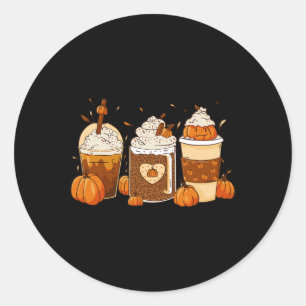 Sticker Rond Chemise de Thanksgiving de café d'automne de Latte