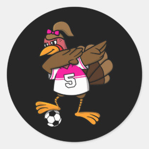 Sticker Rond Chemise de Thanksgiving pour filles de football Da