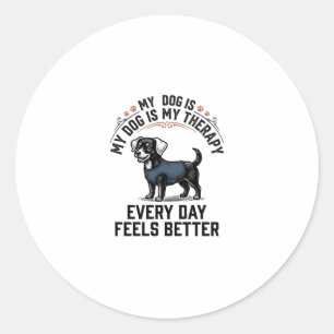 Sticker Rond Chemise de thérapie canine Cadeau gravé vintage po