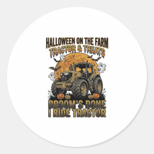 Sticker Rond Chemise de tracteur Halloween Drôle de sorcière de
