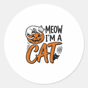 Sticker Rond Chemise de typographie de citrouille de chat drôle
