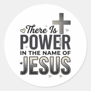 Sticker Rond Chemise de typographie vintage religieuse Puissanc