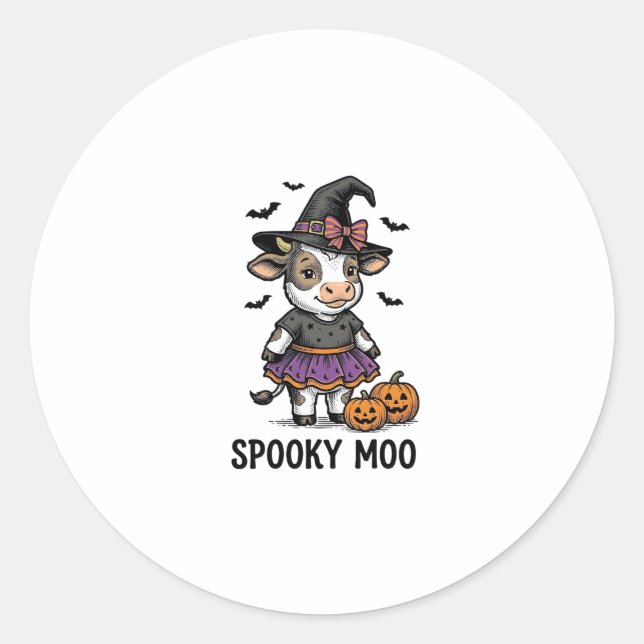Sticker Rond Chemise de vache Halloween Art de gravure de génis (Devant)