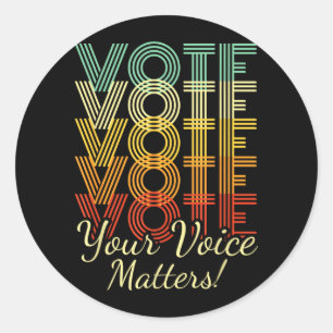 Sticker Rond Chemise de vote rétro Élection électeur Votre voix