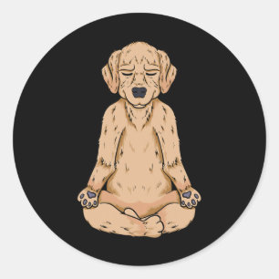 Sticker Rond Chemise de yoga pour chien Drôle d'amour de chien