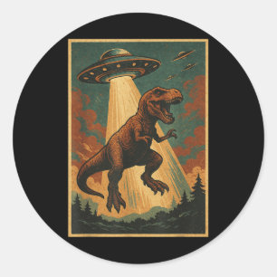 Sticker Rond Chemise d'enlèvement d'ovni Alien Dinosaure Homme