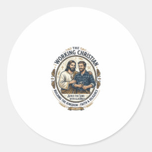 Sticker Rond Chemise des métiers de la construction de Jésus Gr