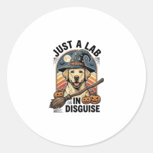 Sticker Rond Chemise d'Halloween pour Labrador Vintage Sorcière