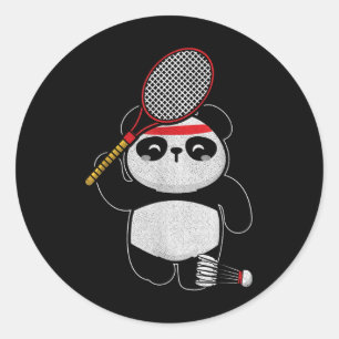 Sticker Rond Chemise d'Humour Sport Badminton Panda Badminton